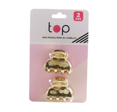 Mini Pinzas Para El Pelo Top Doradas 2 Unidades