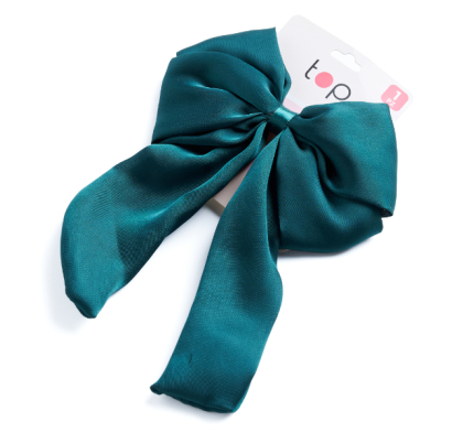 Gomita Para El Pelo Top Con Lazo Verde 1 Unidad