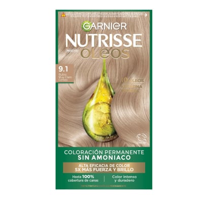 Tinta Garnier Nutrisse óleos N°9.1 Rubio Cenizo