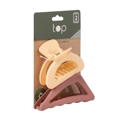 Pinzas Para El Pelo Top Eco Beige Y Rosa 2 Unidades