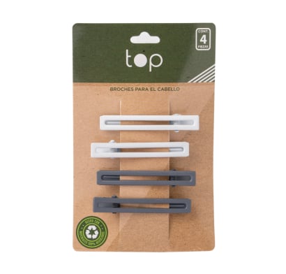 Broches Para El Pelo Top Eco Blanco Y Gris 4 Unidades
