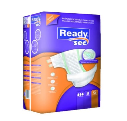 PAÑAL READYSEC TALLE GRANDE X8 UNIDADES.