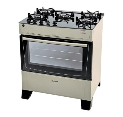 Cocina James Con Mesada De Vidrio 5 Hornallas C 695 V Titanium