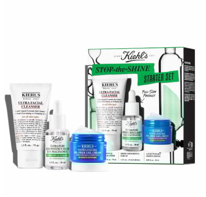 Set Kiehl's Anti Brillo / Oleosidad En 3 Pasos. Limpieza + Sérum Niacinamida + Crema Hidratante