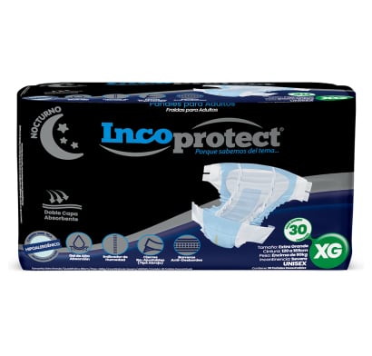 Pañales Para Adultos Incoprotect Nocturno Xg 30 Unidades 