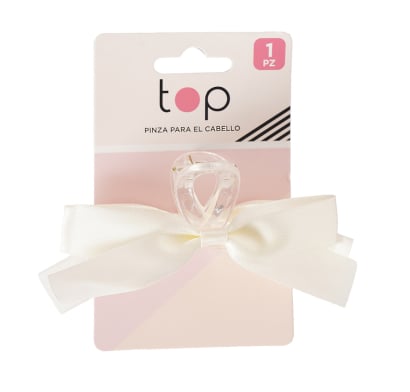 Pinza Para El Pelo Top Con Moña Blanca 1 Unidad