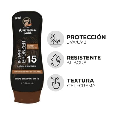 Protector Solar Australian Gold Loción Con Bronzer