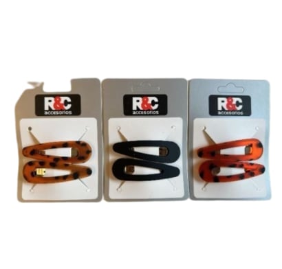 Broches R&c Carey Y Negro 2 Unidades