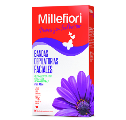 Bandas Depilatorias Faciales Millefiori Detox 16 Unidades