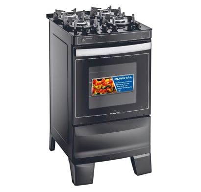 Cocina Punktal Pk-gl4b Glass 4 Hornallas Negra