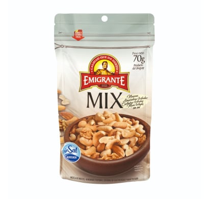 Mix Emigrante Nueces, Almendras, Castañas De Cajú, Maní Tostado Sin Sal 70g