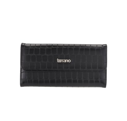 Monedero Terrano Milán Croco Negro 