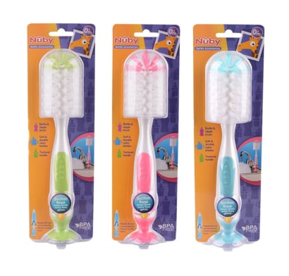 Cepillo Limpiador De Mamadera Nuby Con Base Colores Surtidos