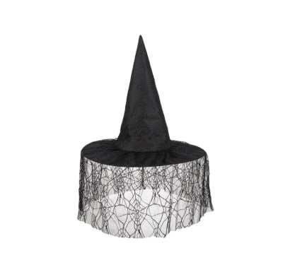 Sombrero de Bruja Mis Petates con Tul y Telarañas Negro