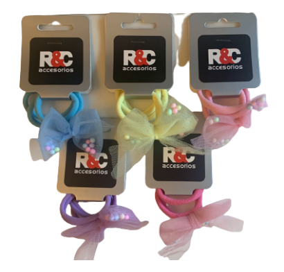 Gomitas Para El Pelo R&c Con Moña De Tul 3 Unidades Colores Surtidos