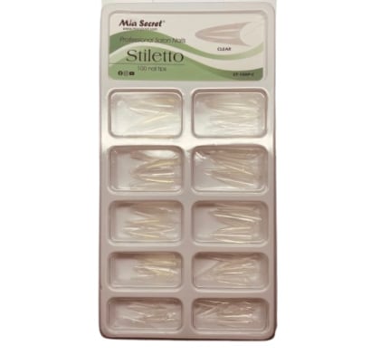 Tips Mia Secret Stiletto Transparentes 100 Unidades