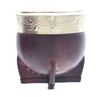 Mate Imperial Matebom de Alpaca y Cerámica en Cuero Marrón