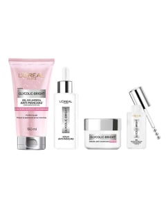 Combo L'oréal Paris Dermo Expertise Glycolic Bright Gel De Limpieza 150 Ml, Sérum 30 Ml, Sérum De Ojos 20 G y Crema De Día 50 Ml