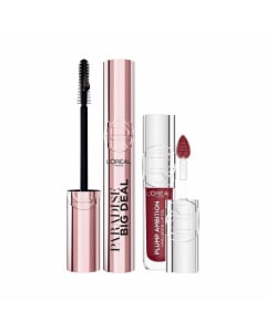 Combo L'oréal Paris Brillo Labial Plump Ambition N°490 Berry Jolie y Máscara De Pestañas Big Deal Blackest Washable
