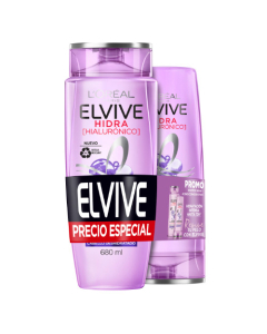 Pack Shampoo Elvive Hidra Rellenador Con ácido Hialurónico 680 Ml + Acondicionador 370 Ml