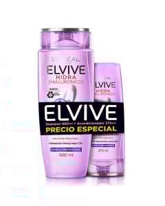Pack Shampoo Elvive Hidra Rellenador con ácido Hialurónico 680 ml + Acondicionador 370 ml