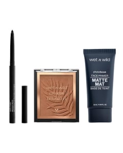 Combo Wet And Wild Primer Coverall, Delineador De Ojos Retráctil Black y Bronzer Color Icon N°743a Reserve Cabana
