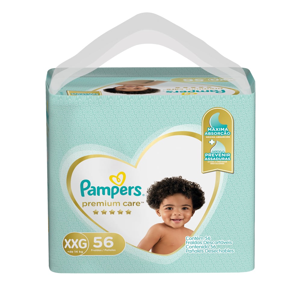 PAMPERS PAÑALES PREMIUM CARE BAG XXG X56