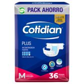 PAÑAL COTIDIAN PLUS TALLE MEDIO X36 UNIDADES.