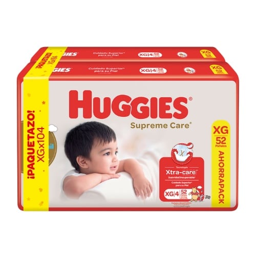 Pañales Huggies Supreme Unisex Xg 104 Unidades