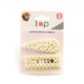 Broches Para El Pelo Top Con Perlas 2 Unidades