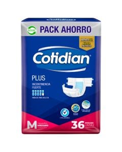 PAÑAL COTIDIAN PLUS TALLE MEDIO X36 UNIDADES.