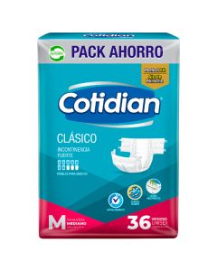 Pañales Para Adultos Cotidian clásico M 36 Unidades