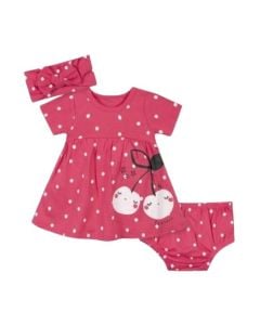 Set De 3 Piezas Gerber Vestido Cerezas Nena 24 Meses