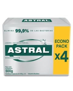 Jabón En Barra Astral Protex Plata 125 G 4 Unidades