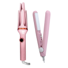 Combo Top Premium Buclera Giratoria y Planchita Para Viaje Rosa