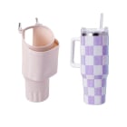 Combo Farma Hogar Vaso con Brillos Cuadrille 1.18 l y Protector para Vaso Rosa