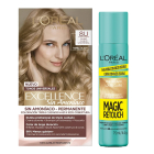 Combo L'oréal Paris Tinta Excellence Sin Amoníaco N°8u Rubio Claro y Spray Magic Retouch Dark Roots Rubio Claro 75 Ml
