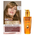 Combo L'oréal Paris Tinta Excellence Sin Amoníaco N°7u Rubio Universal y Tratamiento Elvive óleo Extraordinario 100 Ml