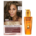 Combo L'oréal Paris Tinta Excellence Sin Amoníaco N°5u Castaño Claro Universal y Tratamiento Elvive óleo Extraordinario 100 Ml