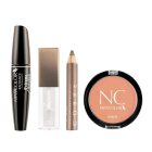 Combo New Color Rubor Compacto N°2 Medium Matte, Máscara De Pestañas Radiance Extrem Volume, Sombra De Ojos Cobre y Labial Gloss N°15 Transparente
