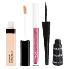 Combo Wet And Wild Corrector Líquido N°840b Ivory, Delineador De Ojos Líquido Mega Linerblack y Labial Gloss Crushed Grapes