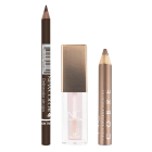 Combo New Color Delineador De Ojos Marrón Classic, Labial Gloss Traslucido N°1 Rosa y Sombra De Ojos Cobre