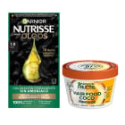 Combo Garnier Mascarilla Capilar Fructis Hair Food Coco 350 ml y Tinta Nutrisse Óleos N°1.0 Negro