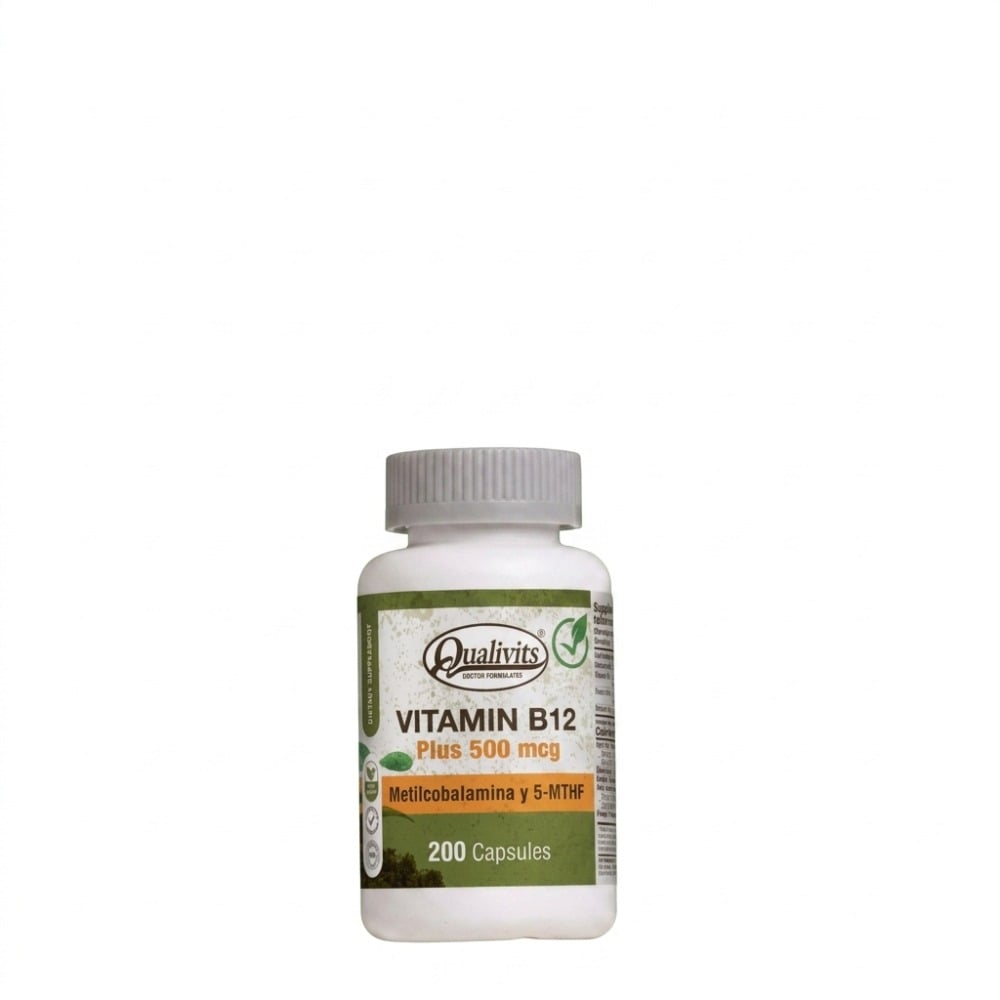 Vitamina B12 Plus Qualivits 500 mcg Metilcobalamina y 5-MTHF 200 Cápsulas