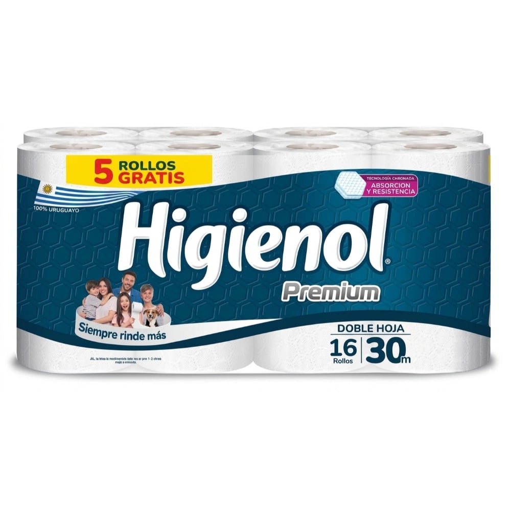 Papel Higiénico Higienol Premium Doble Hoja 16 Rollos