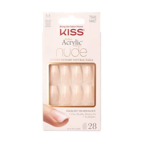 Uñas Postizas Adhesivas Kiss Nude Meduim 28 Unidades