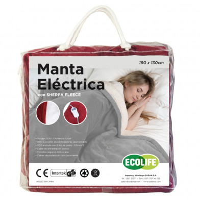 Manta Eléctrica Ecolife Gris 1 Plaza y Media