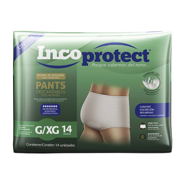 Ropa interior absorbente Incoprotect Pants talle Grande/Extra Grande de 14 unidades.