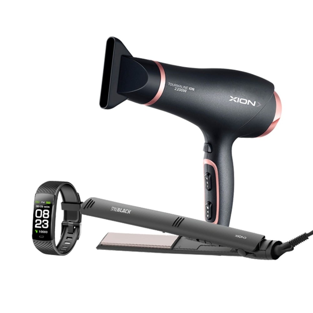 Combo Xion Secador + Planchita + Reloj Negro